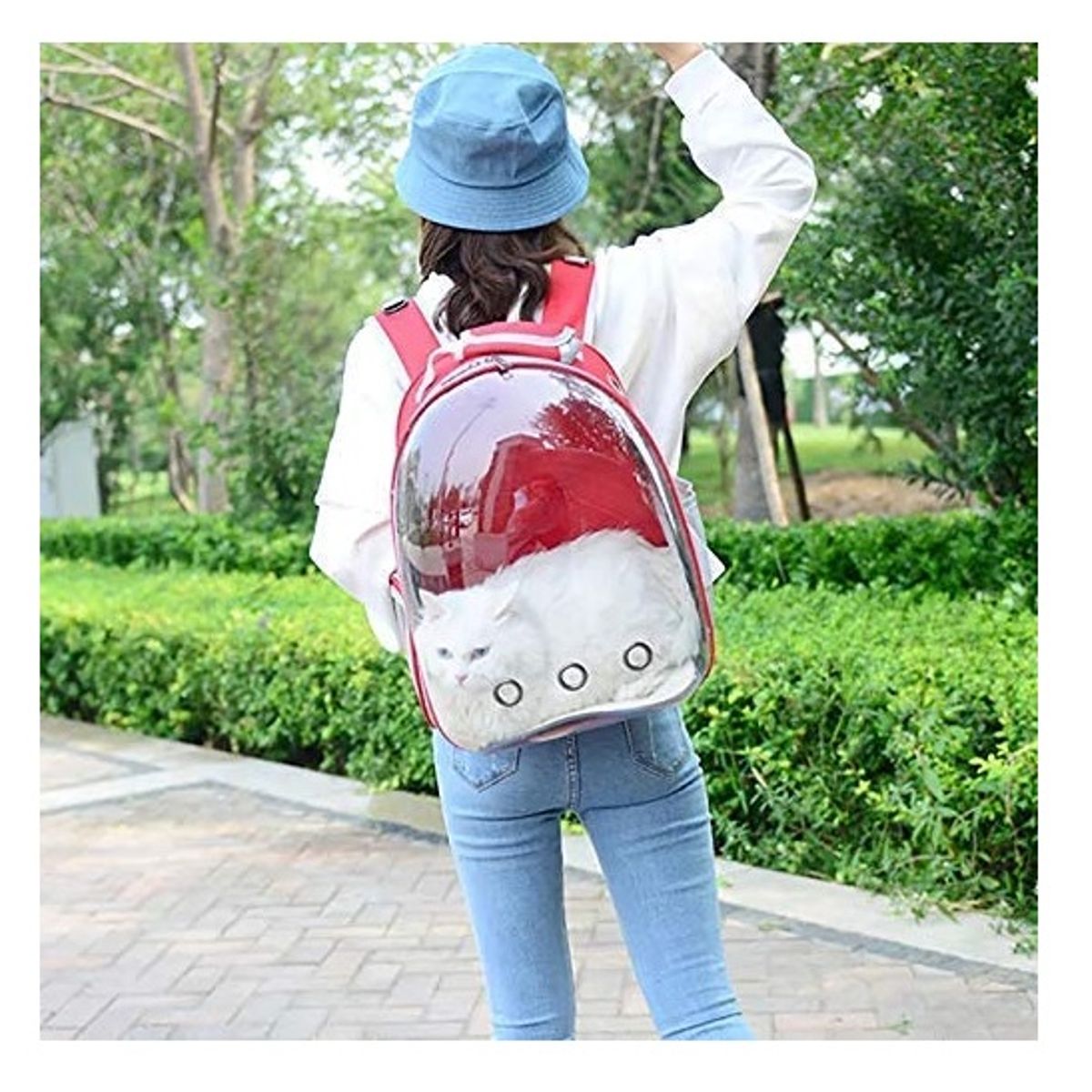 GENERICO - Mochila Tipo Cápsula Para Mascotas Rojo
