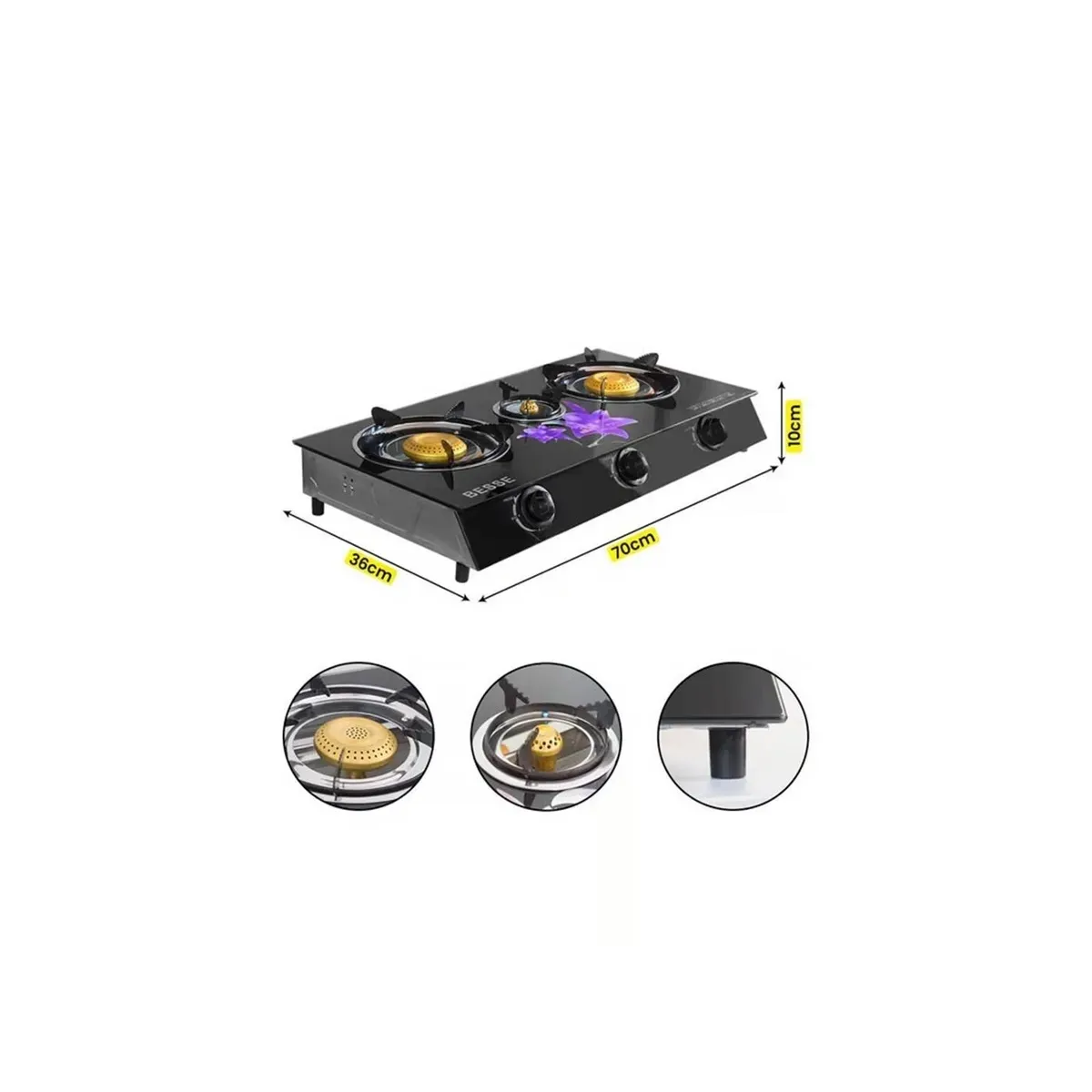 GENERICO - Cocina de mesa a Gas de 3 Hornillas