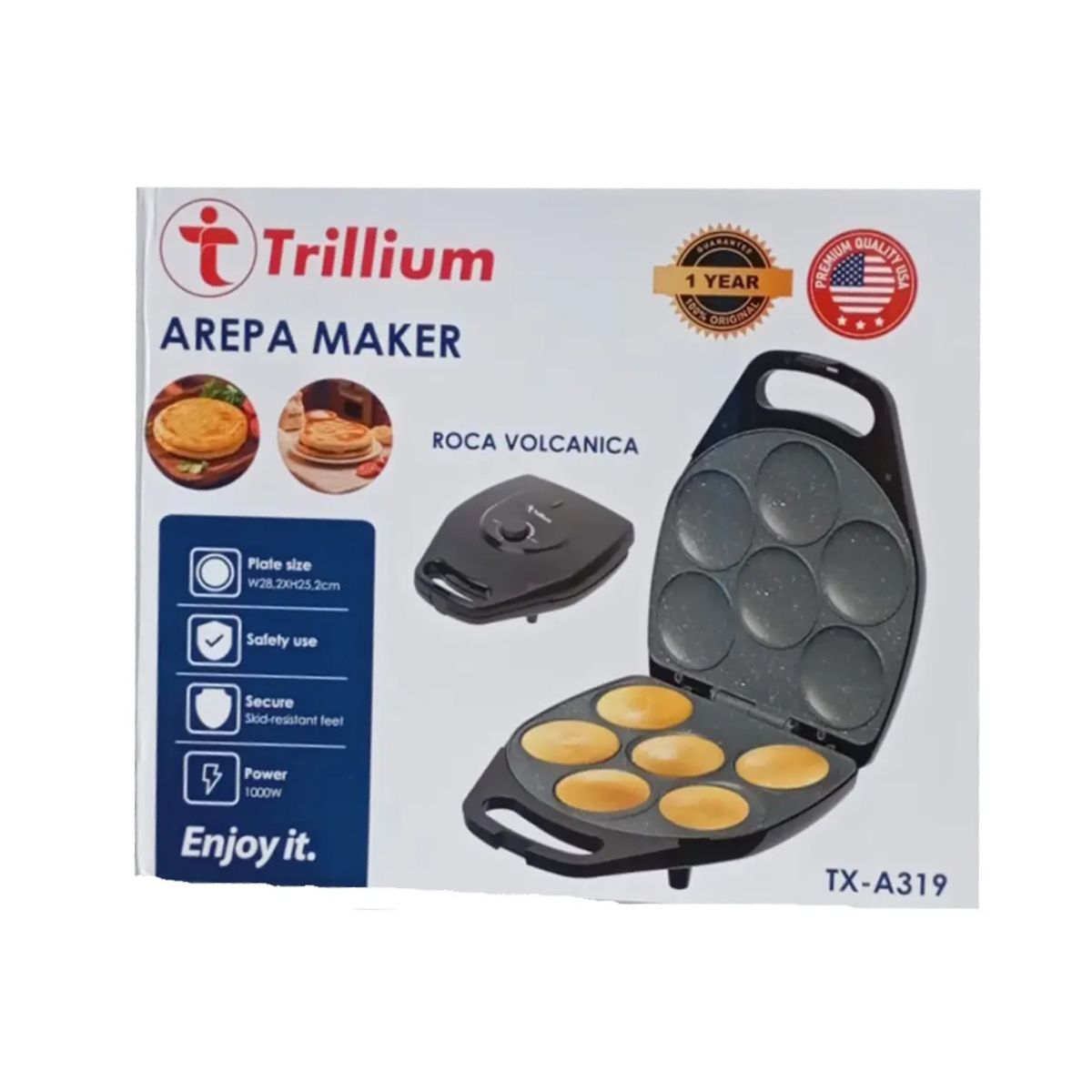 GENERICO - Arepera Maker Trillium TX-A319 Diseño Roca Volcánica 6 Unidades