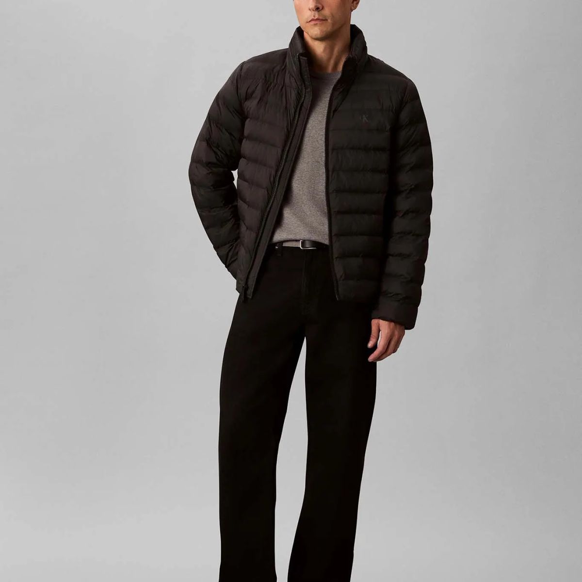 CALVIN KLEIN - Chaqueta puffer de peso medio con capucha y cierre de cremallera CK