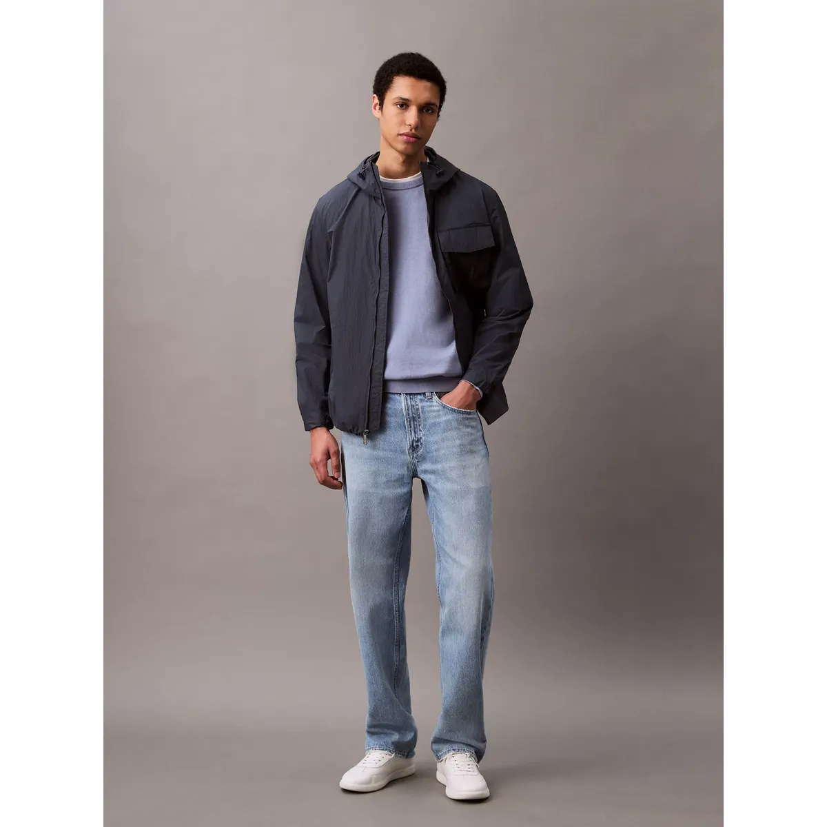 CALVIN KLEIN - CASACA LS LTWT NYLON HOODED JACKET CK