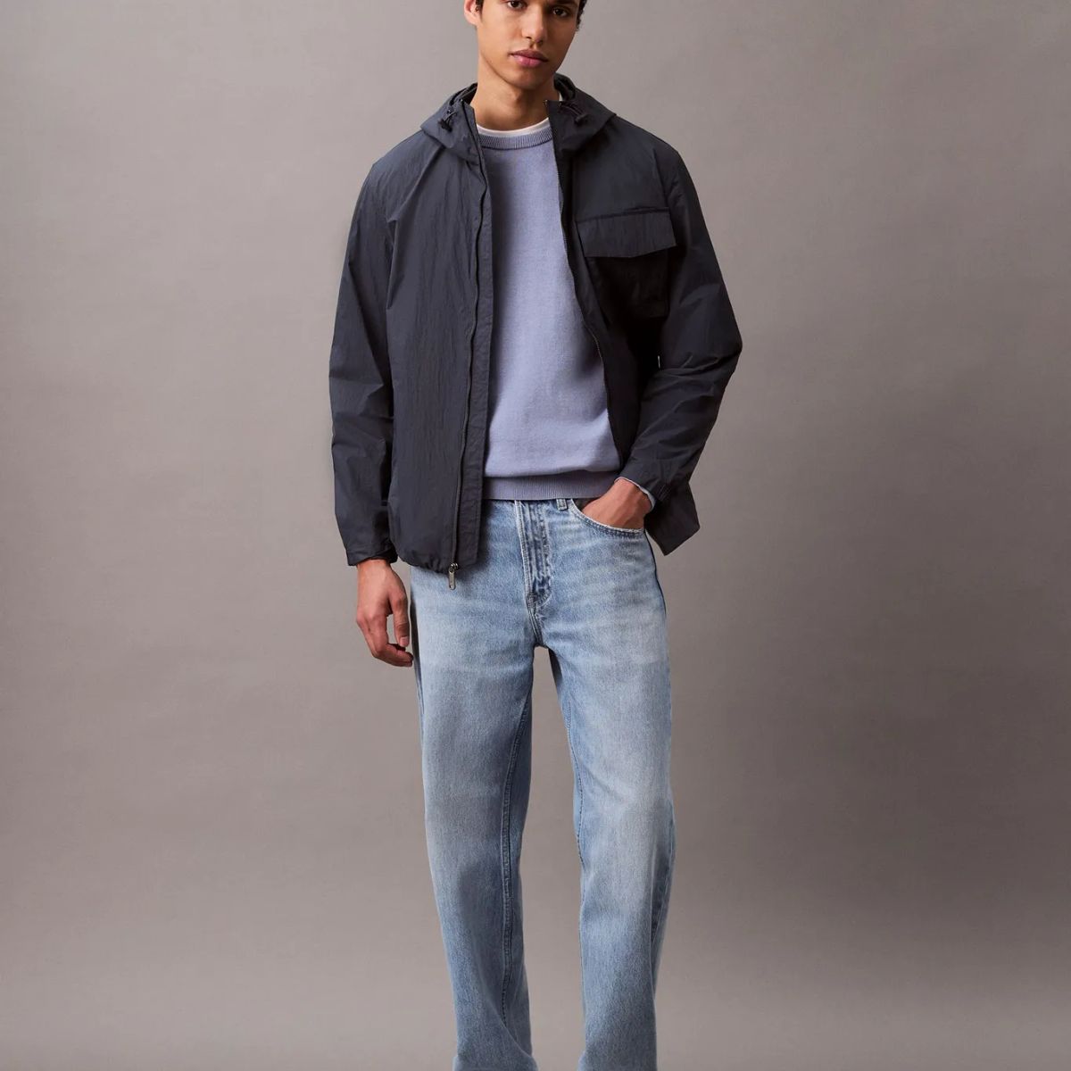 CALVIN KLEIN - CASACA LS LTWT NYLON HOODED JACKET CK