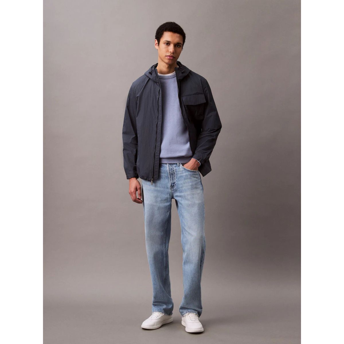 CALVIN KLEIN - CASACA LS LTWT NYLON HOODED JACKET CK