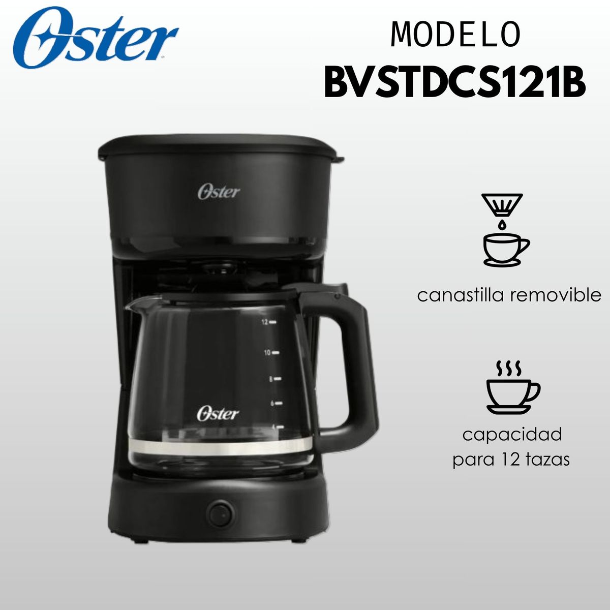 OSTER - CAFETERA NEGRA 12 TAZAS OSTER BVSTDCS121B