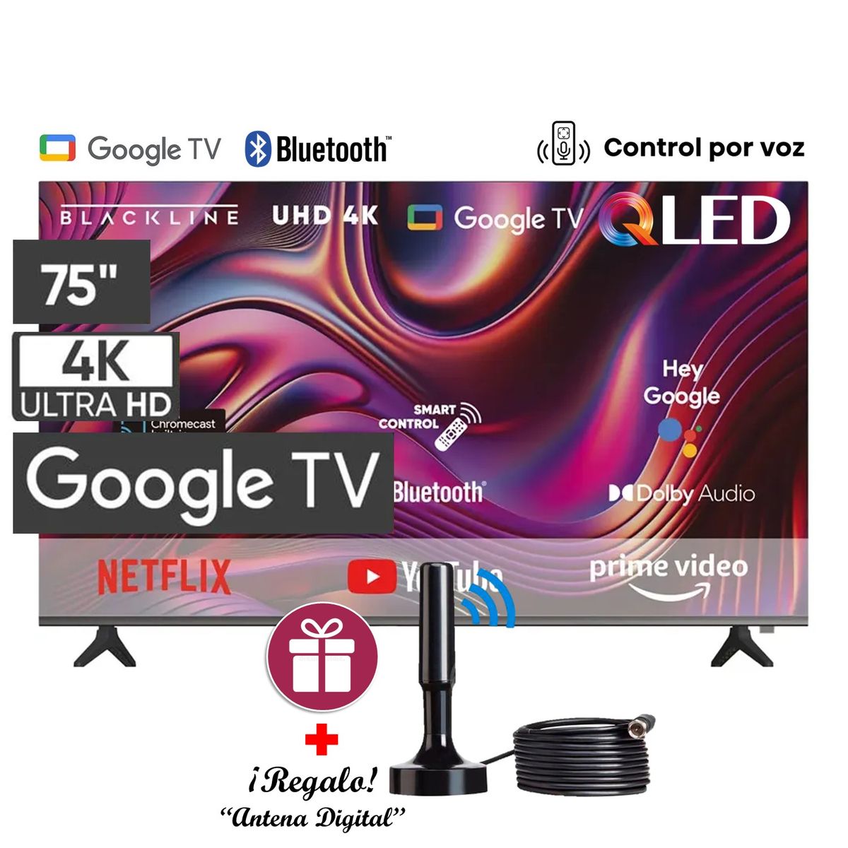 BLACKLINE - Televisor BLACKLINE QLED 75 UHD 4K Smart TV BL75-T6000QD