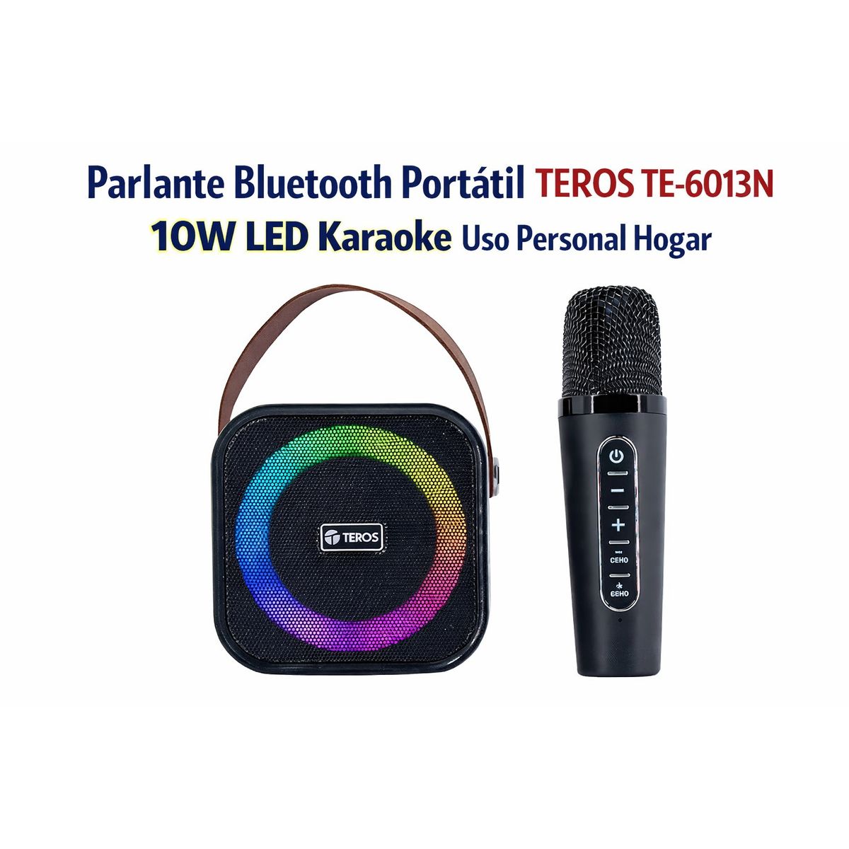 TEROS - Parlante Bluetooth Portátil TEROS TE-6013N 10W LED Karaoke Uso Personal Hogar
