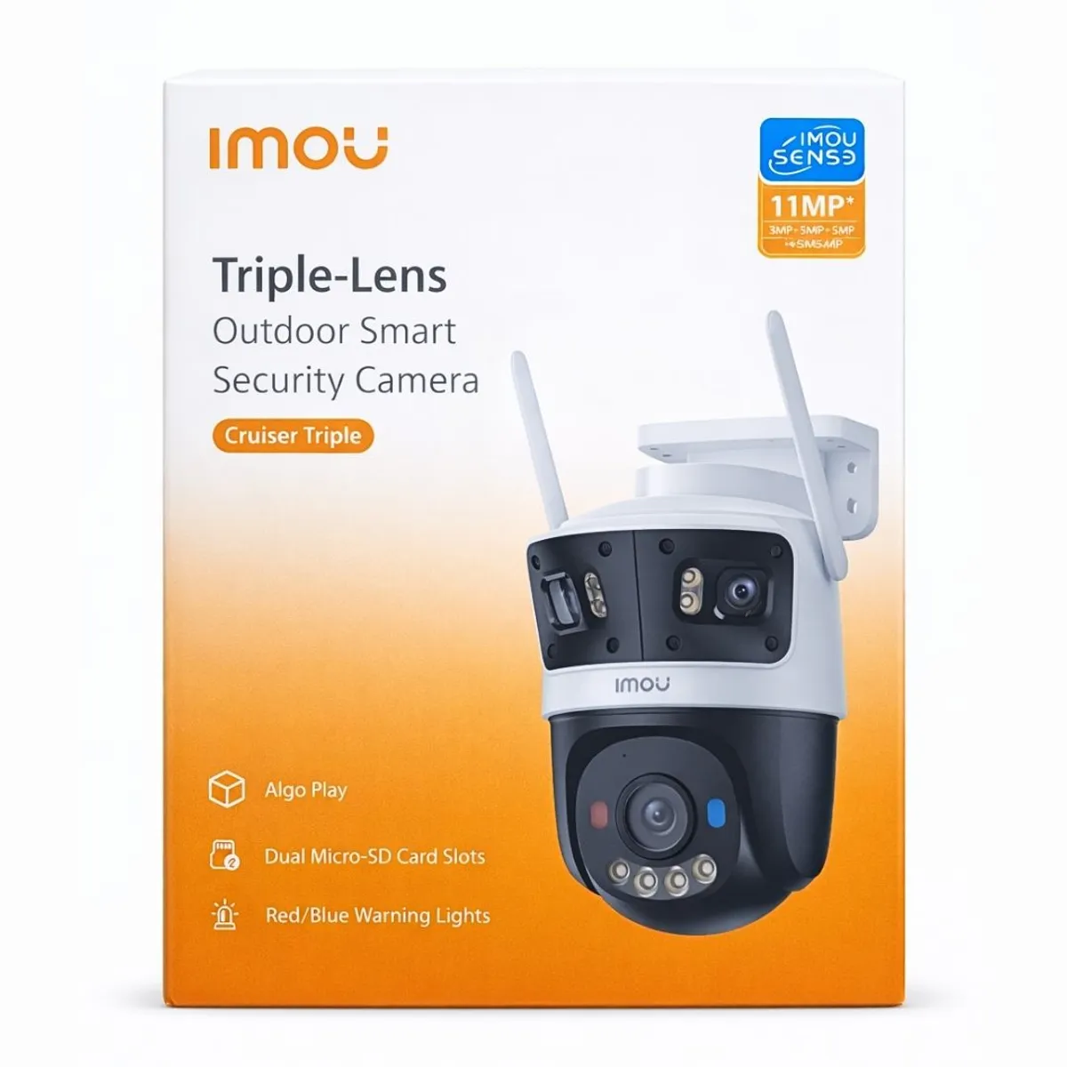IMOU - Cámara de Seguridad WiFi Exterior IMOU Cruiser Triple 11MP 3 Lentes PTZ Visión Nocturna Color IA