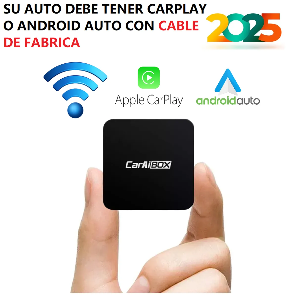GENERICO - Adaptador inalámbrico Android auto y Apple Carplay 2 en 1 CUADRADO