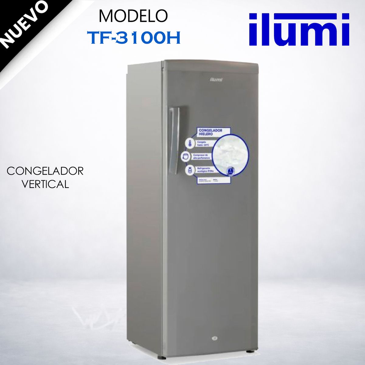 ILUMI - TF-3100H - Congelador Vertical 310Lts Gris Oscuro Ilumi