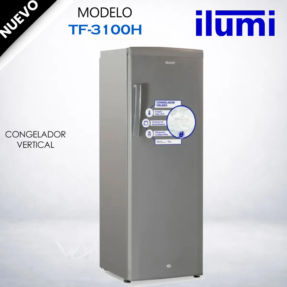 ILUMI - TF-3100H - Congelador Vertical 310Lts Gris Oscuro Ilumi