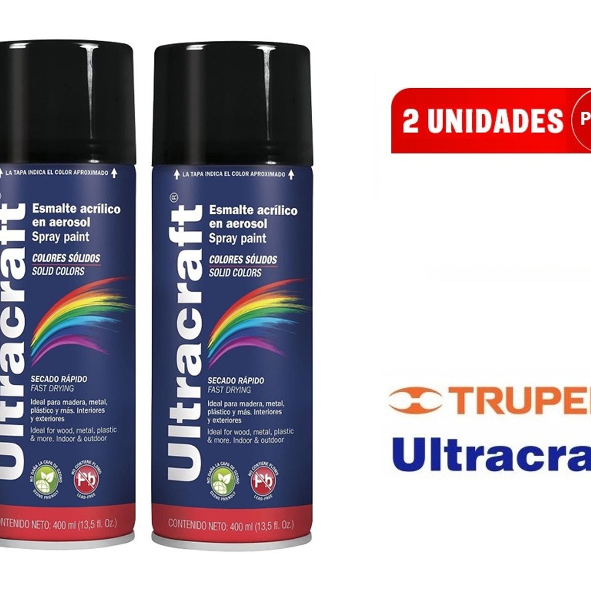TRUPER - Pintura spray Negro Mate Aerosol ULTRACRAF Truper