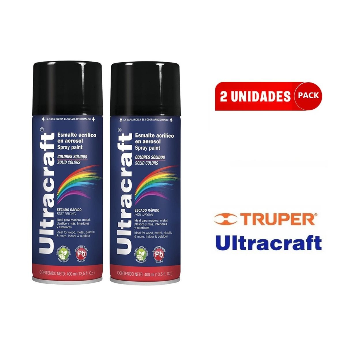 TRUPER - Pintura spray Negro Mate Aerosol ULTRACRAF Truper
