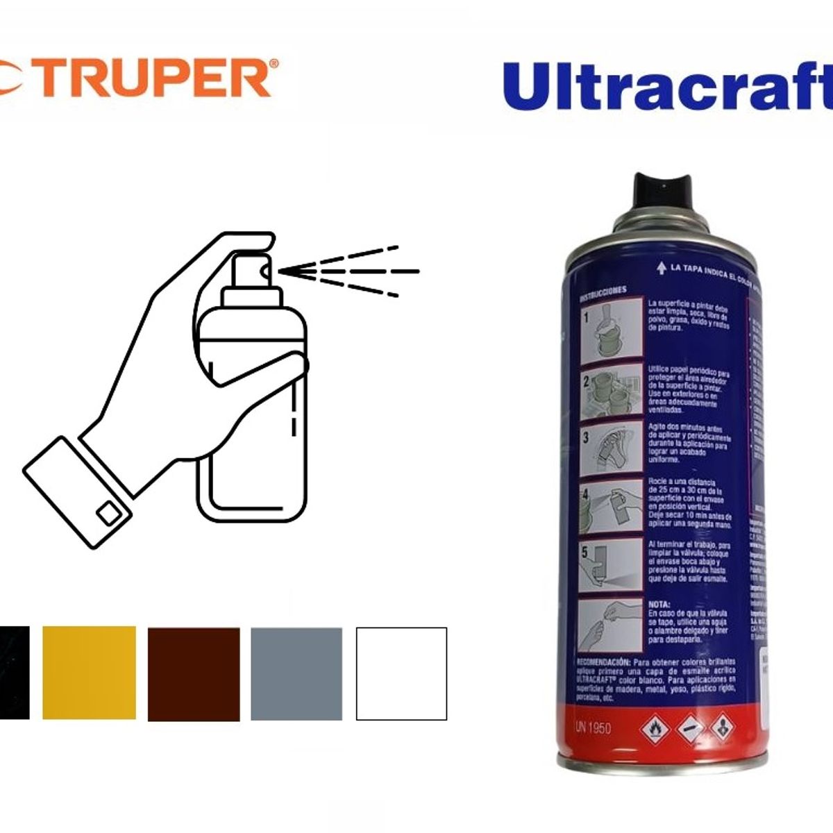 TRUPER - Pintura spray Negro Mate Aerosol ULTRACRAF Truper