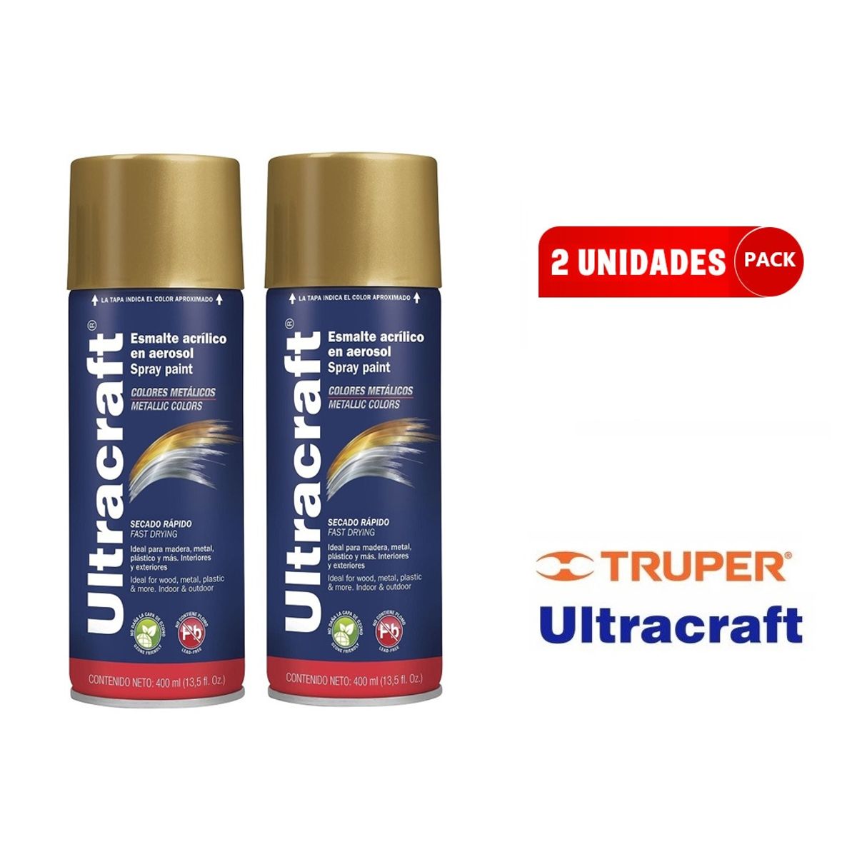 TRUPER - Pintura spray Dorado Aerosol ULTRACRAF Truper