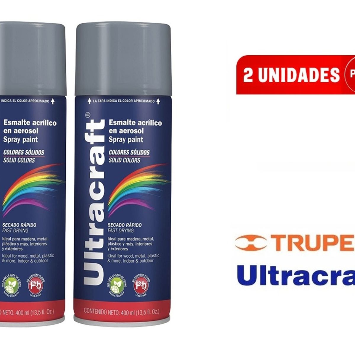 TRUPER - Pintura spray Gris Aerosol Acrilico Esmalte ULTRACRAF