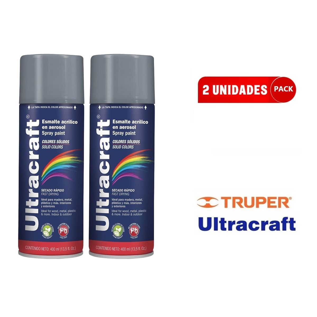 TRUPER - Pintura spray Gris Aerosol Acrilico Esmalte ULTRACRAF