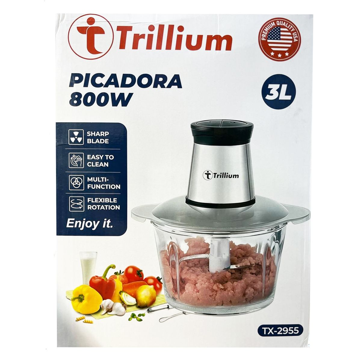 GENERICO - Picadora Trillium de 800watts de 3 litros  TX-2955
