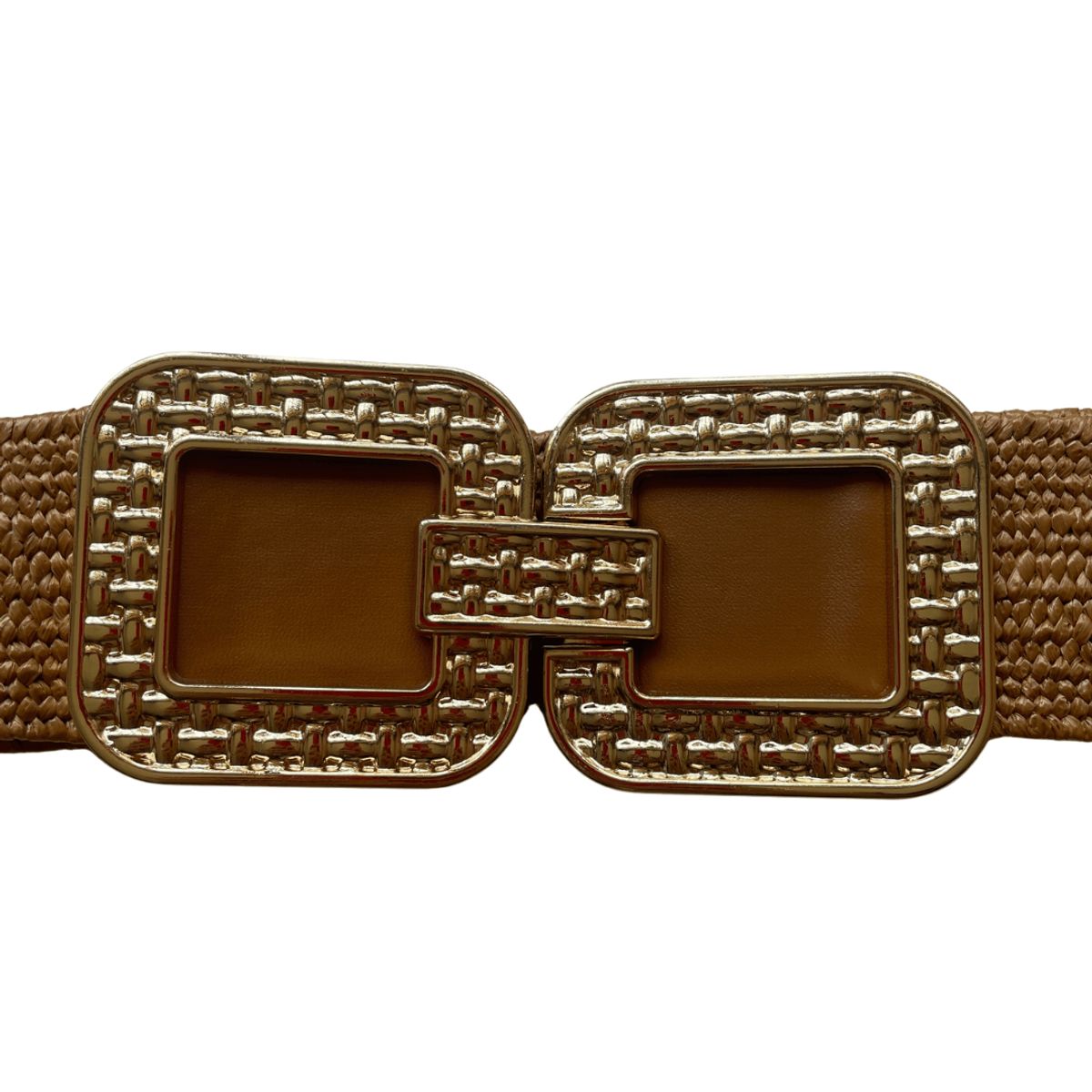 KAST PE - Cinturón elástico Daphne CREMA con hebilla dorada - Natural