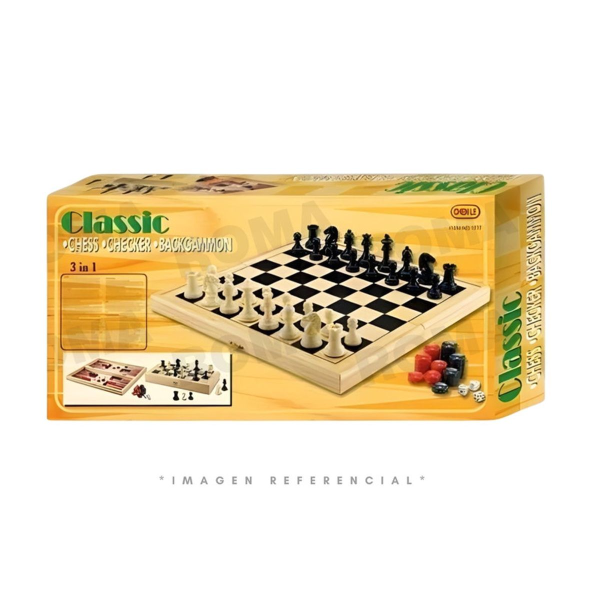GENERICO - JUEGO DE MESA AJEDREZ 3 EN 1 MEDIANO