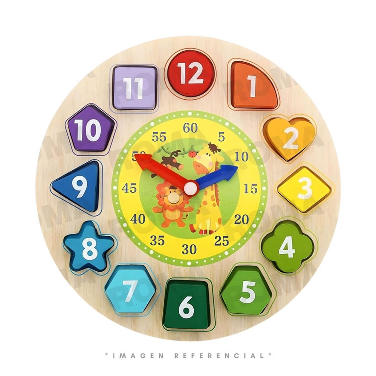 GENERICO - RELOJ EDUCATIVO DE MADERA - JUEGO DIDÁCTICO