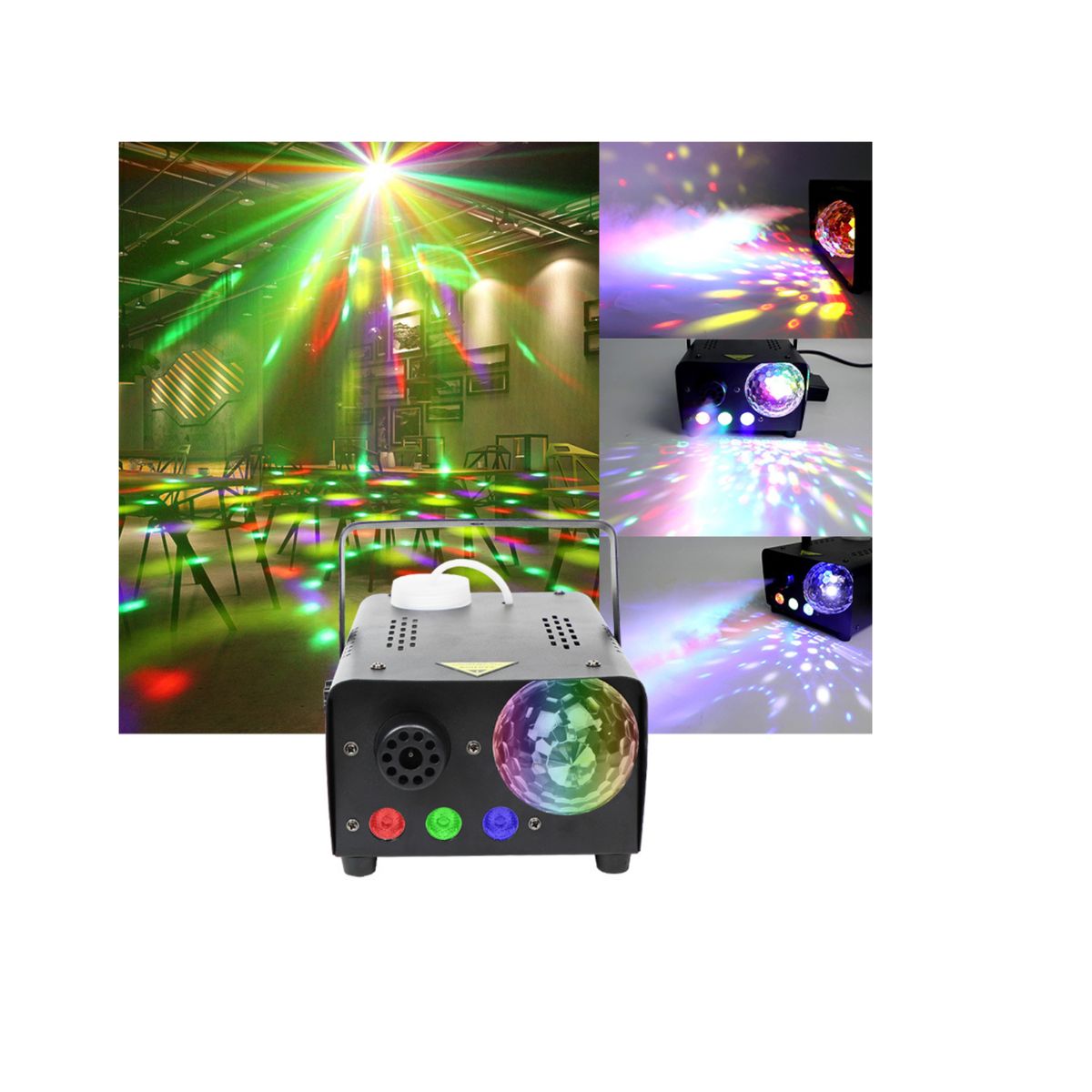 GENERICO - Maquina De Humo con Astro Luces Led Rgb + 1 BOTELLA Para Dj Escenario Fiesta eventos