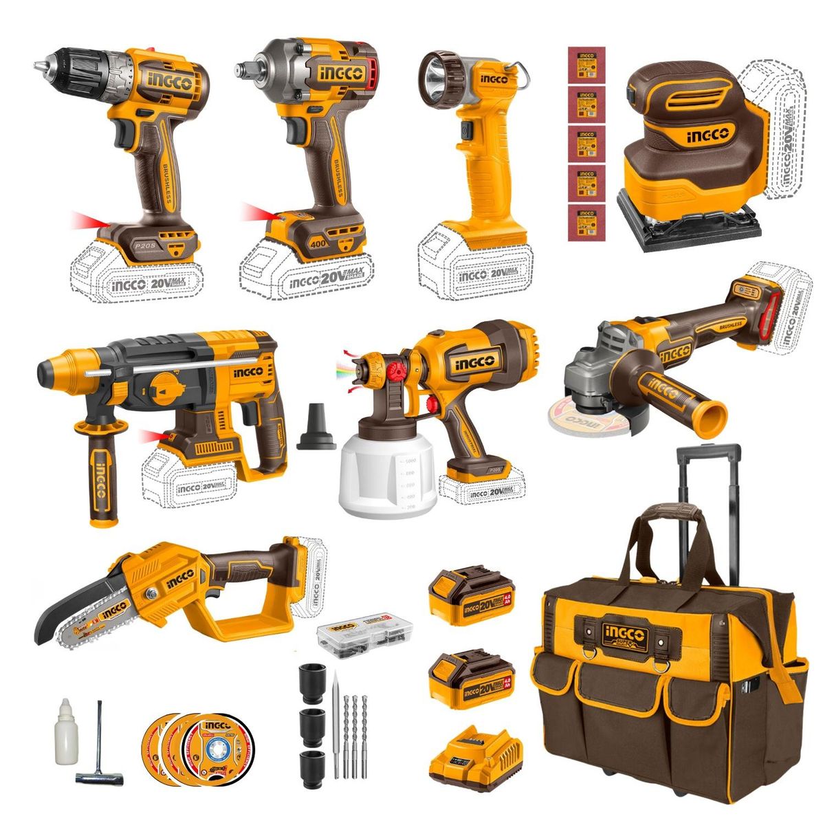 INGCO - Combo 8 en 1 industrial Ingco