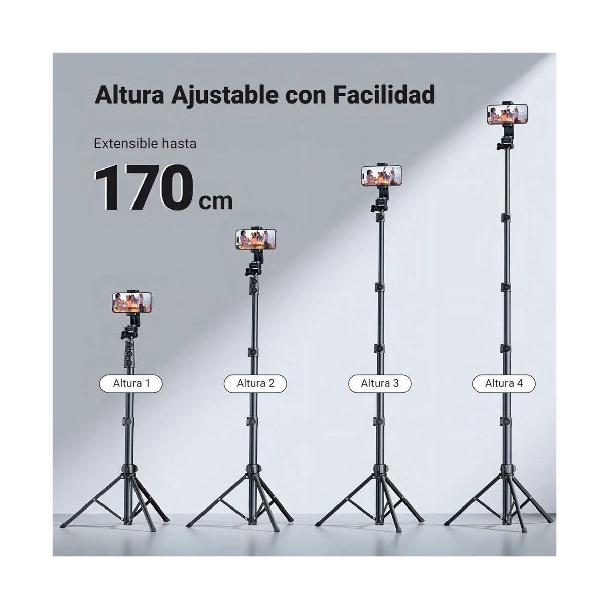 UGREEN - Tripode Palo de Selfie con Control Remoto Bluetooth UGREEN - LP680 170cm