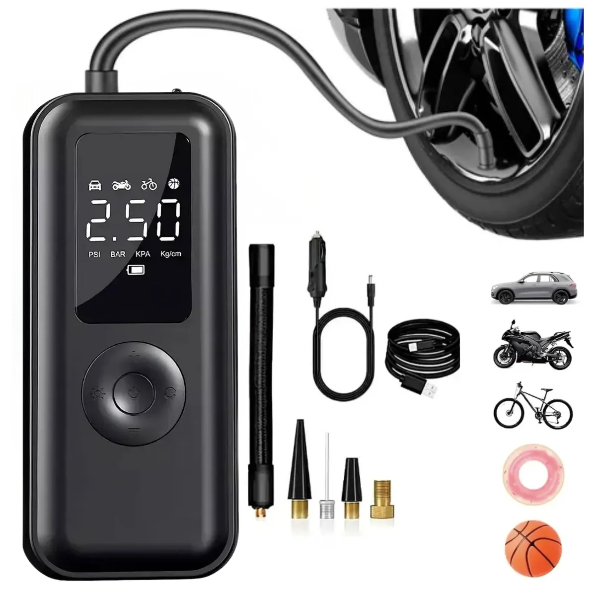 SEISA - Inflador de Llanta Auto Scooter Bicicleta Pelota Multifuncional Compresor de  Aire