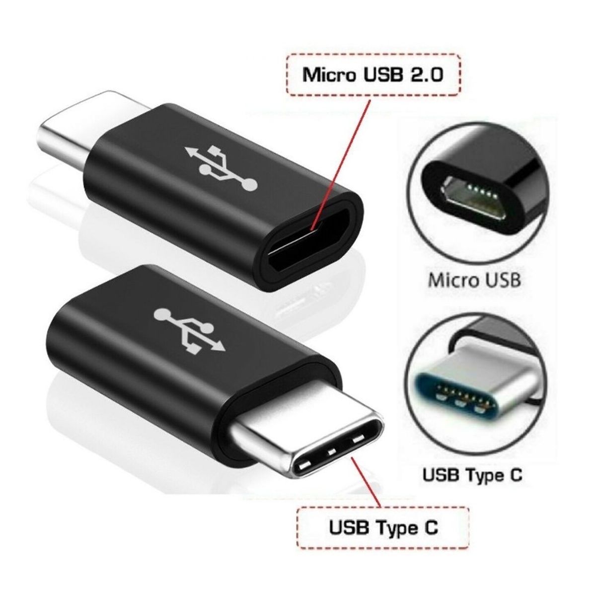 GENERICO - Adaptador USB-C Macho a Micro USB Hembra XTC-526 - Xtech