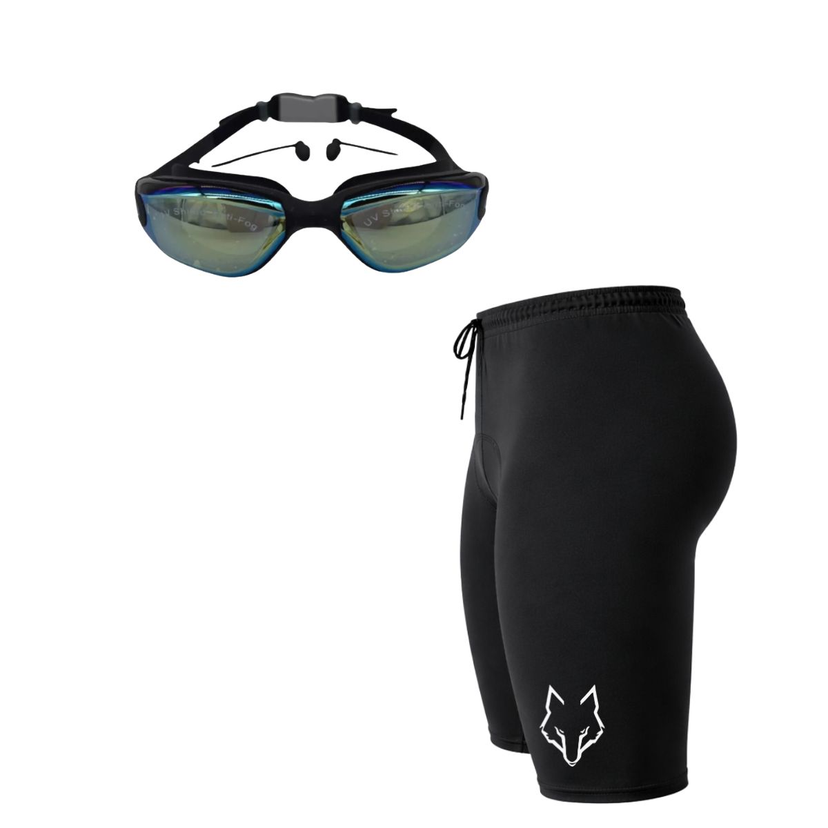 AQUA&MODA - PACK SHORT DE NATACIÓN LOBO Y LENTES DE NATACIÓN NEGROS POLARIZADOS SNLAQDLLNP