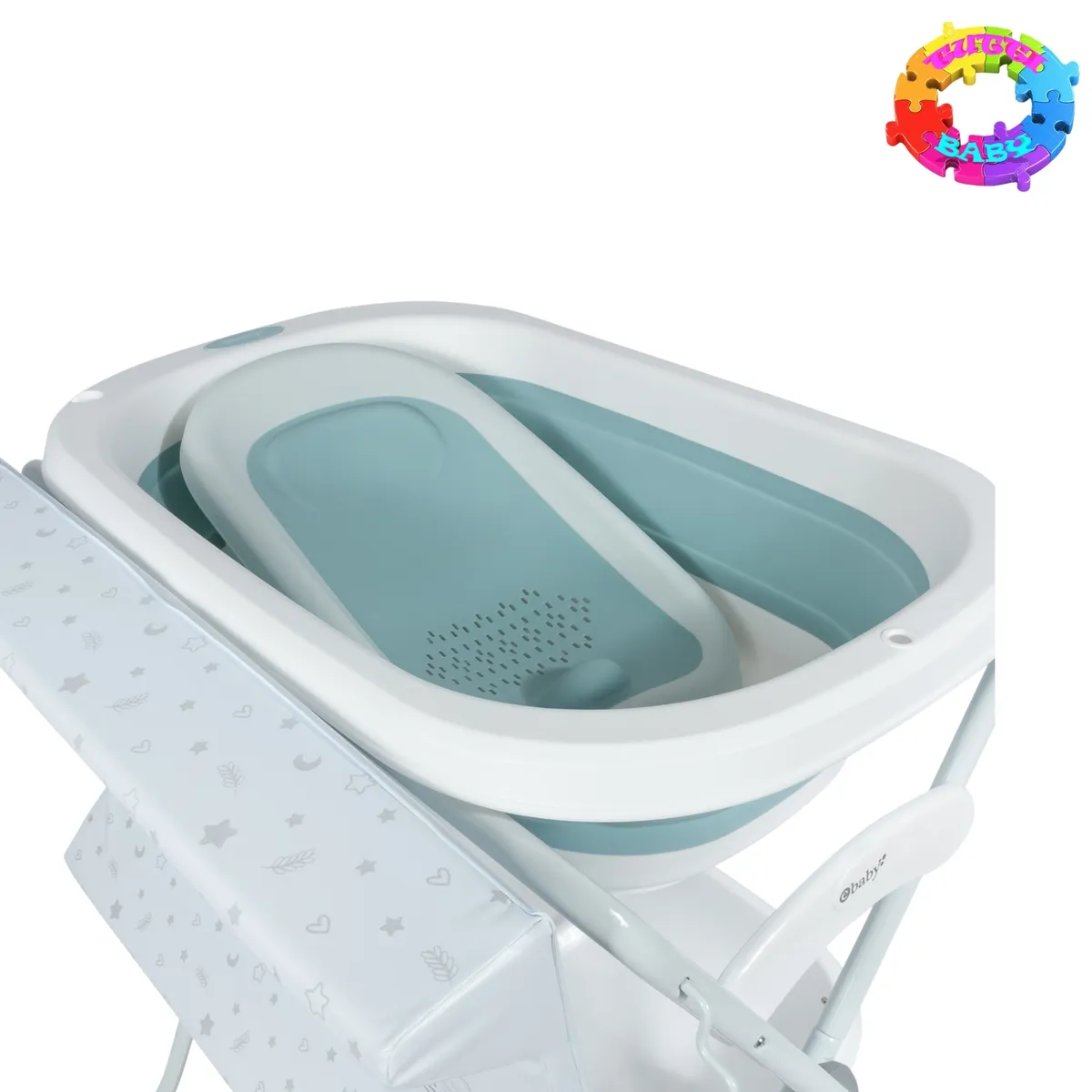 EBABY - BAÑERA SPARK CON CAMBIADOR Y ORGANIZADOR DESMONTABLE EB821-1 ROSADO
