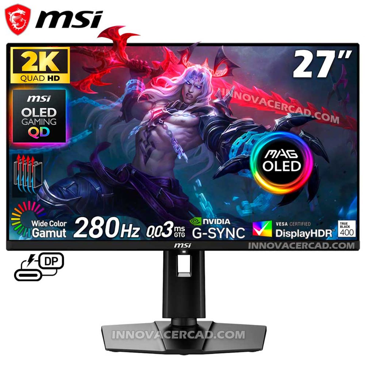 MSI - Monitor MSI MAG 271QP QD-OLED X28 27 2560x1440 WQHD 280Hz, 0.03ms, G-Sync