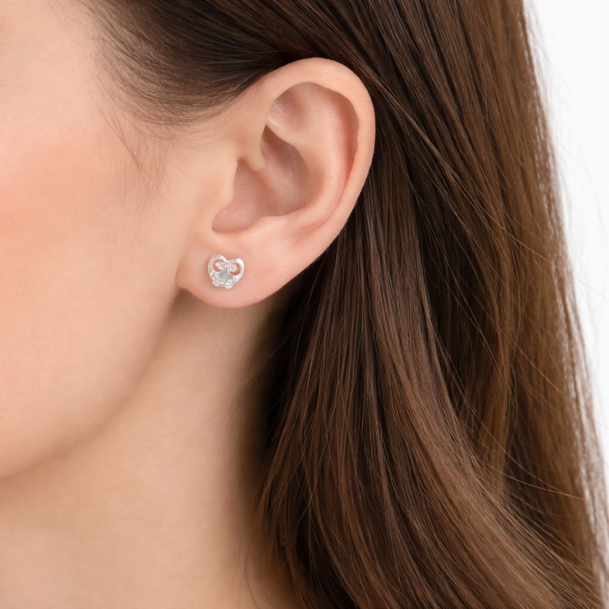 ESPIRAL ROJO - Aretes Búho Brillos - Plata