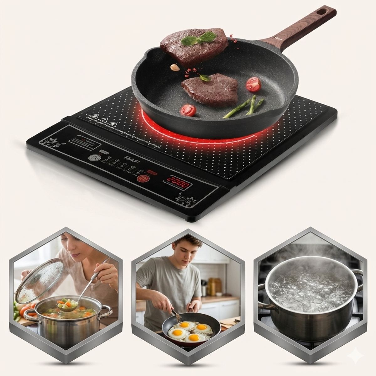 OEM - Placa de Inducción Eléctrica Multiusos - Ideal para Departamentos y Camping