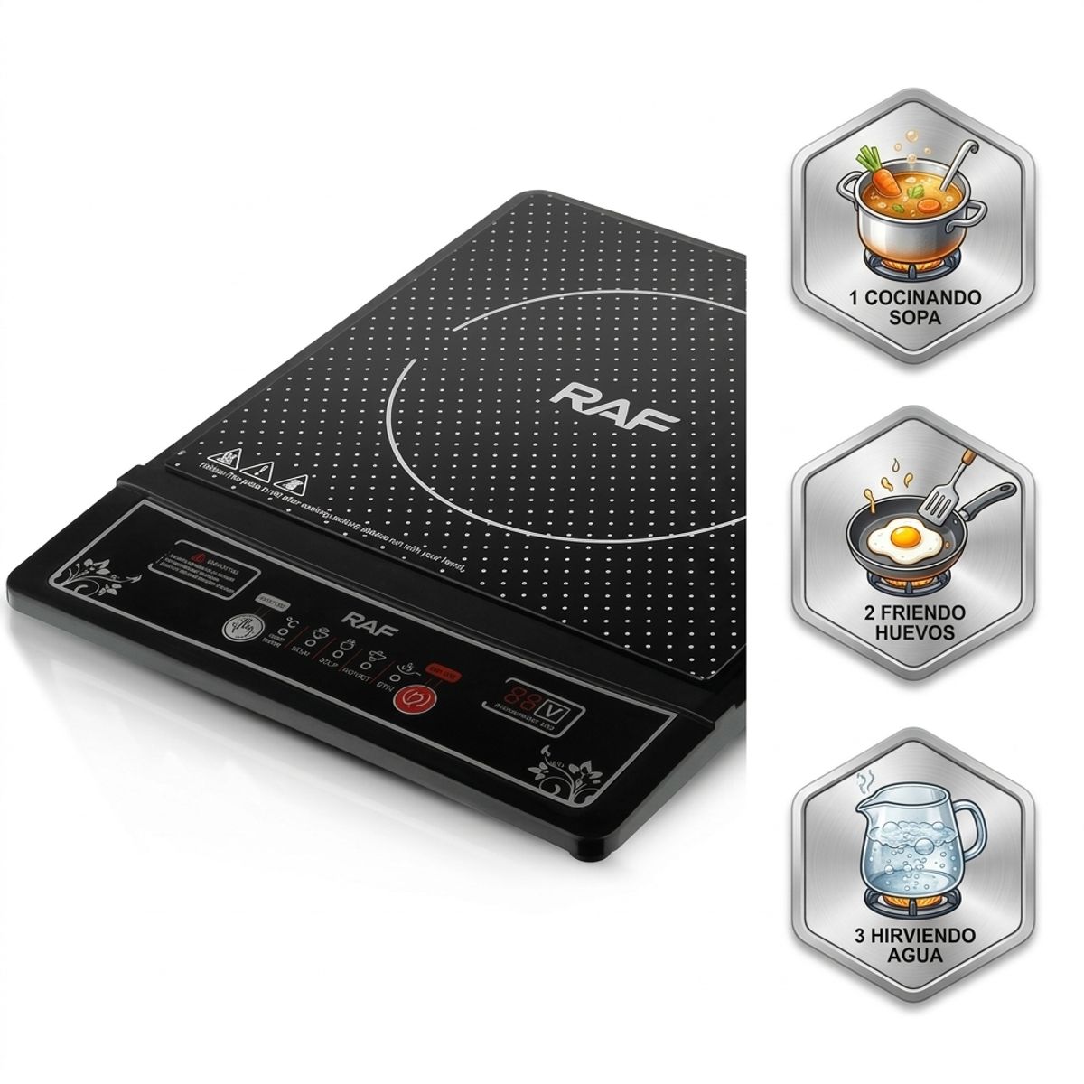 OEM - Placa de Inducción Eléctrica Multiusos - Ideal para Departamentos y Camping