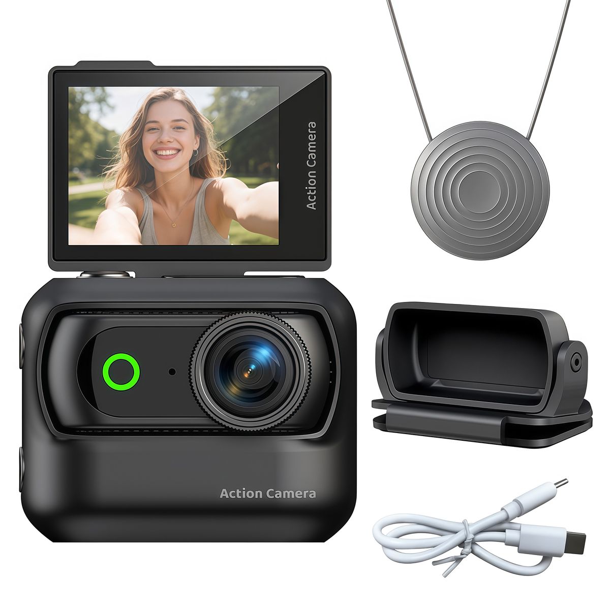 RENVMEXY - Cámara Acción Magnética 1080p  Pantalla Girable  WiFi  Estabilización  Envío Rápido