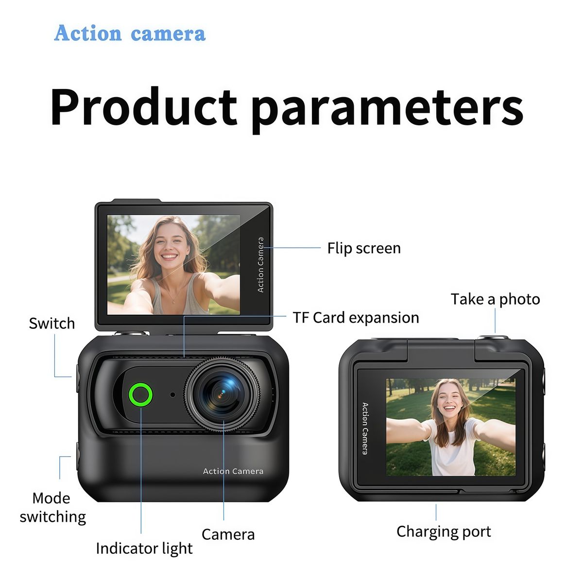 RENVMEXY - Cámara Acción Magnética 1080p  Pantalla Girable  WiFi  Estabilización  Envío Rápido