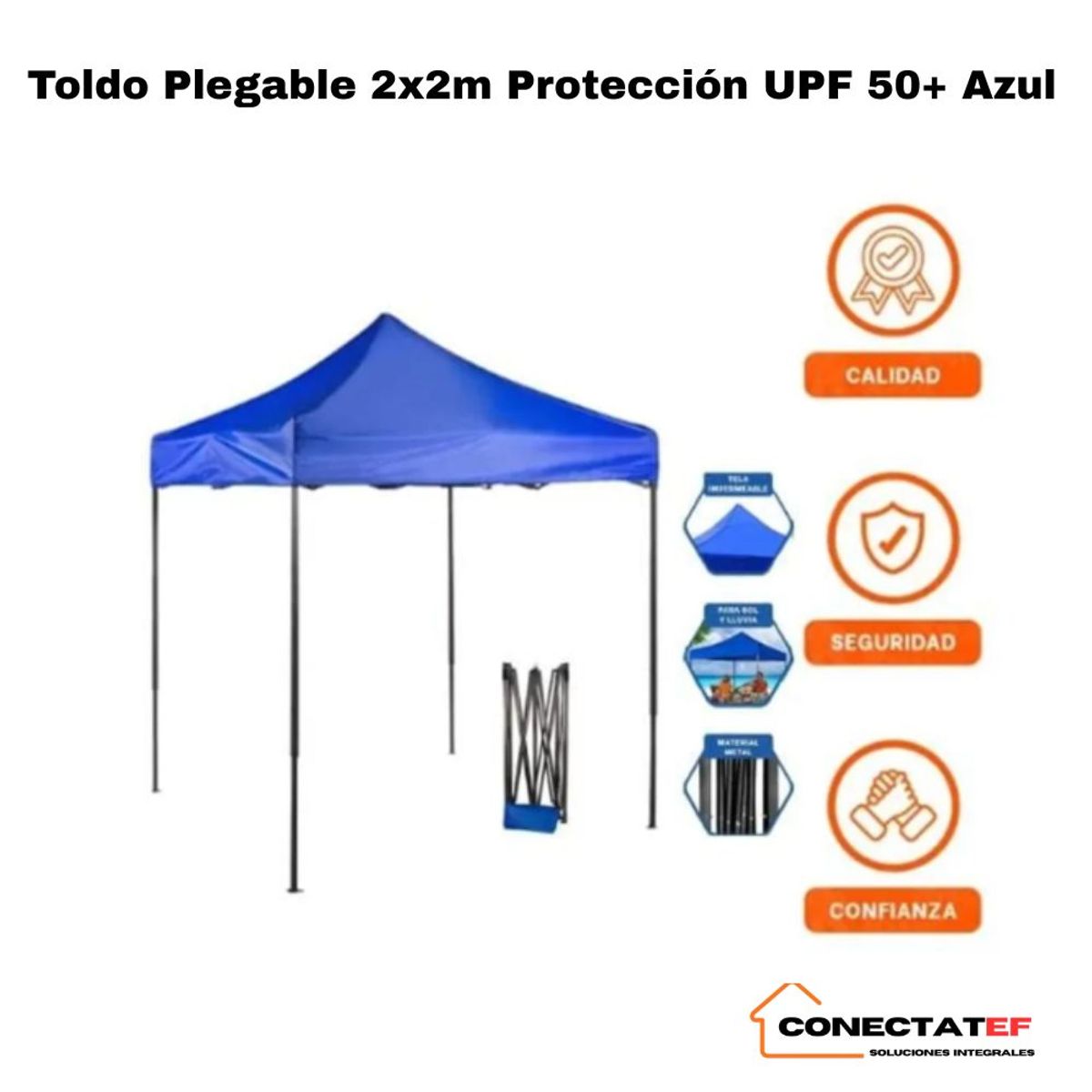 GENERICO - Toldo Plegable  2x2 Protección UPF 50+ Azul