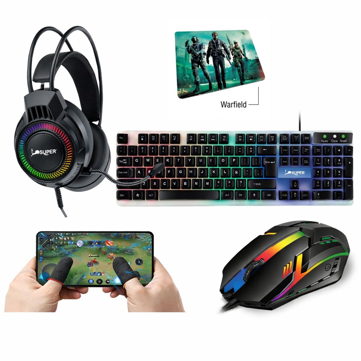 OEM - Teclado Full RGB  + Accesorios Gamer 5 En 1