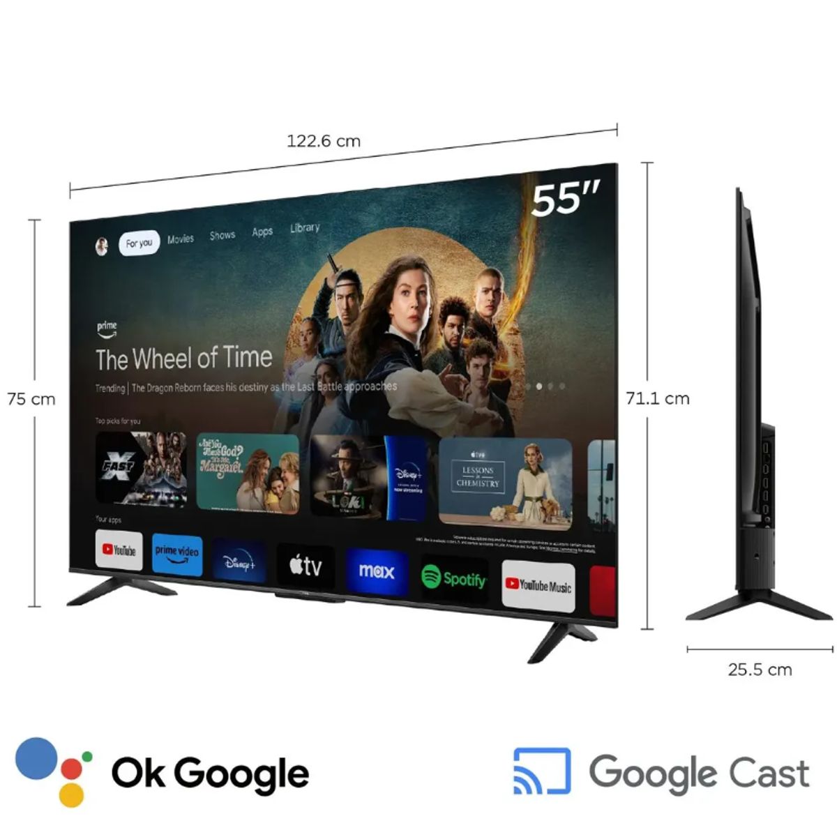 TCL - Televisor TCL 55” QLED 4K 55T6C con Google TV - Modelo 2025