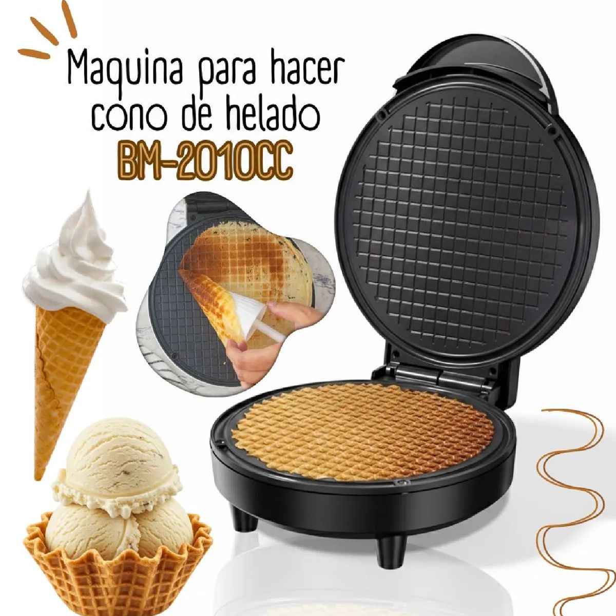 GENERICO - Máquina para Hacer Conos de Helado BM-2010CC - Negro