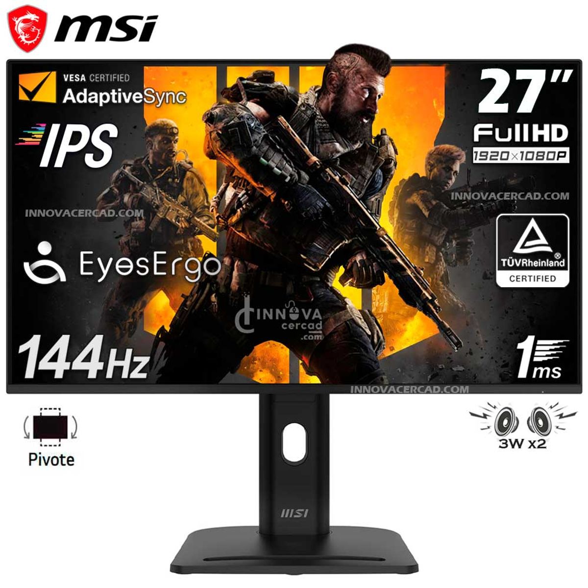 MSI - Monitor MSI PRO MP275PG E14 27 IPS 1920x1080 FHD, 144Hz, Adaptive-Sync, HDR