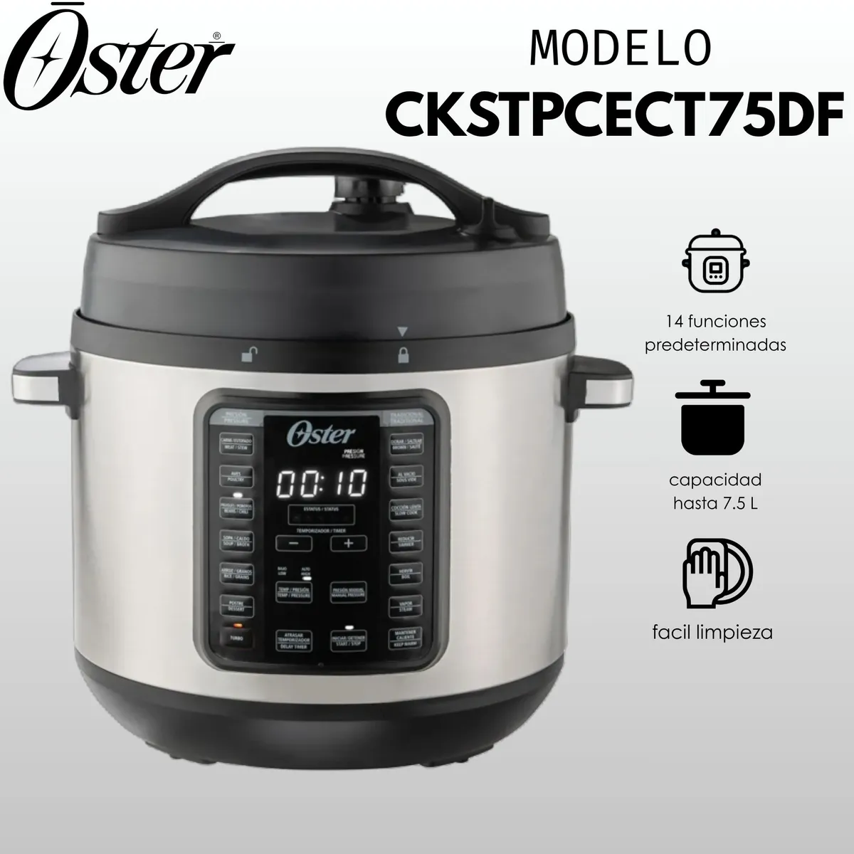 OSTER - MULTIOLLA A PRESION 7.5L OSTER CKSTPCECT75DF