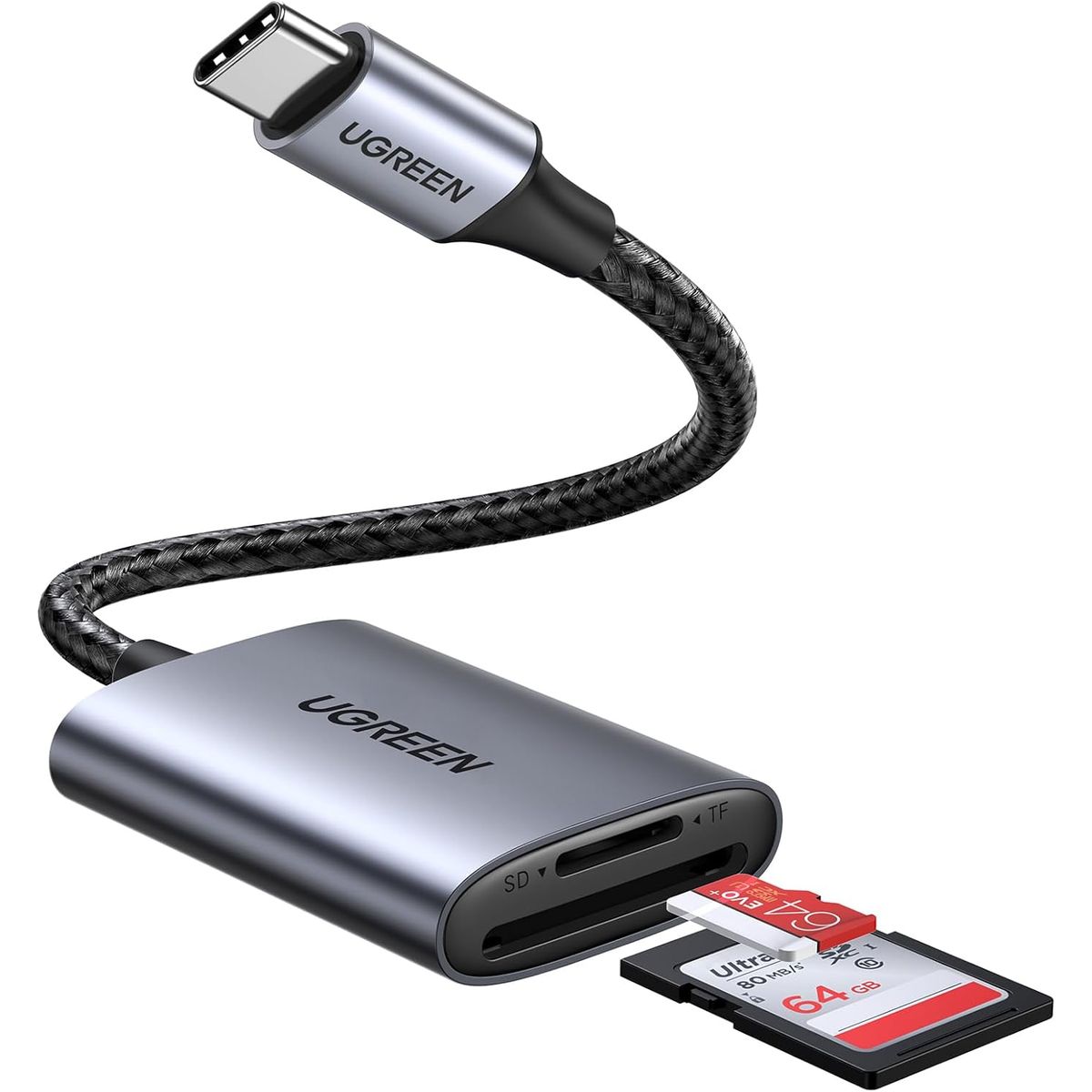 UGREEN - UGREEN Lector de tarjetas de memoria Usb-C para tarjetas Micro SD Y TFT Aluminio CM401