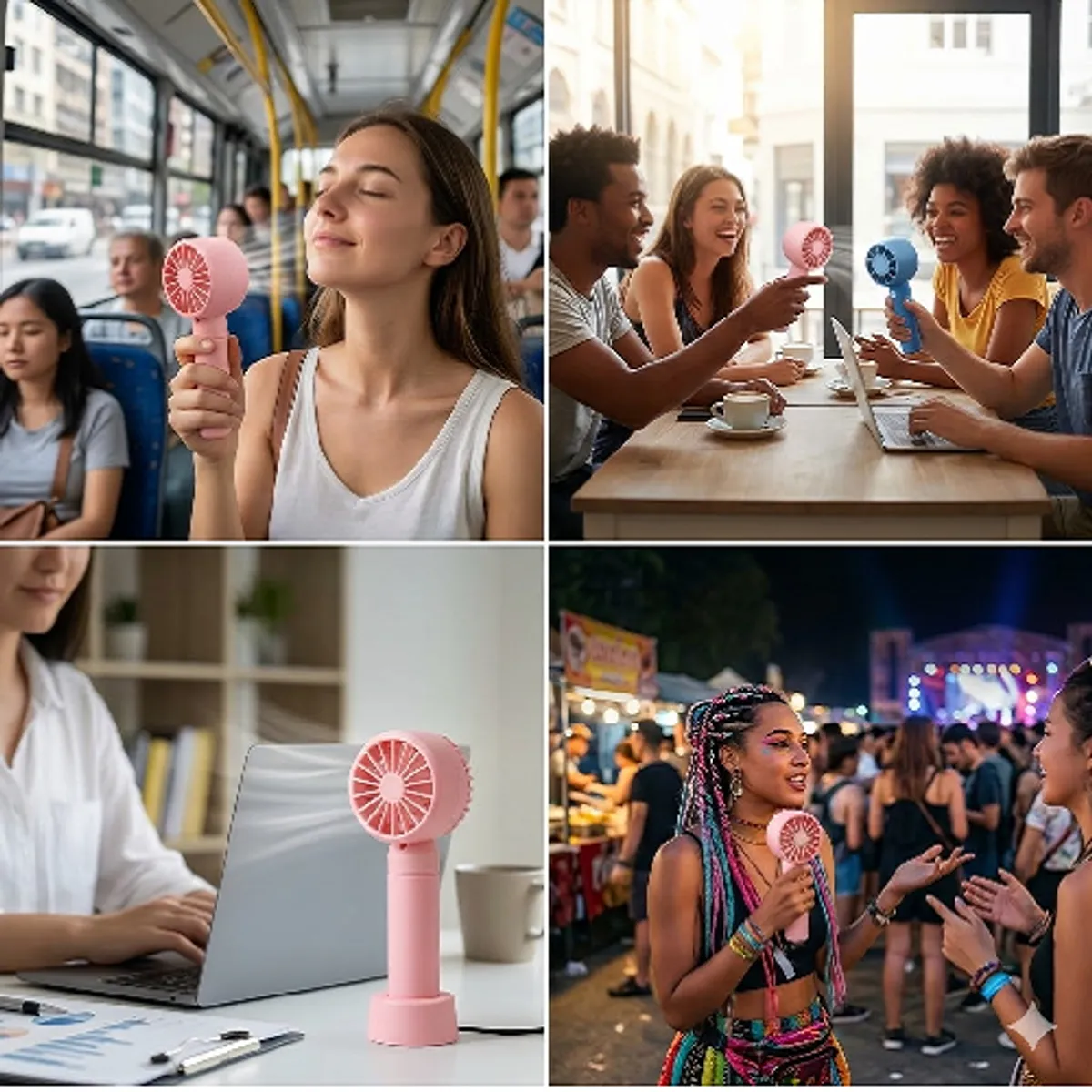 GENERICO - Ventilador de mano portátil recargable con 2 velocidades  Rosado