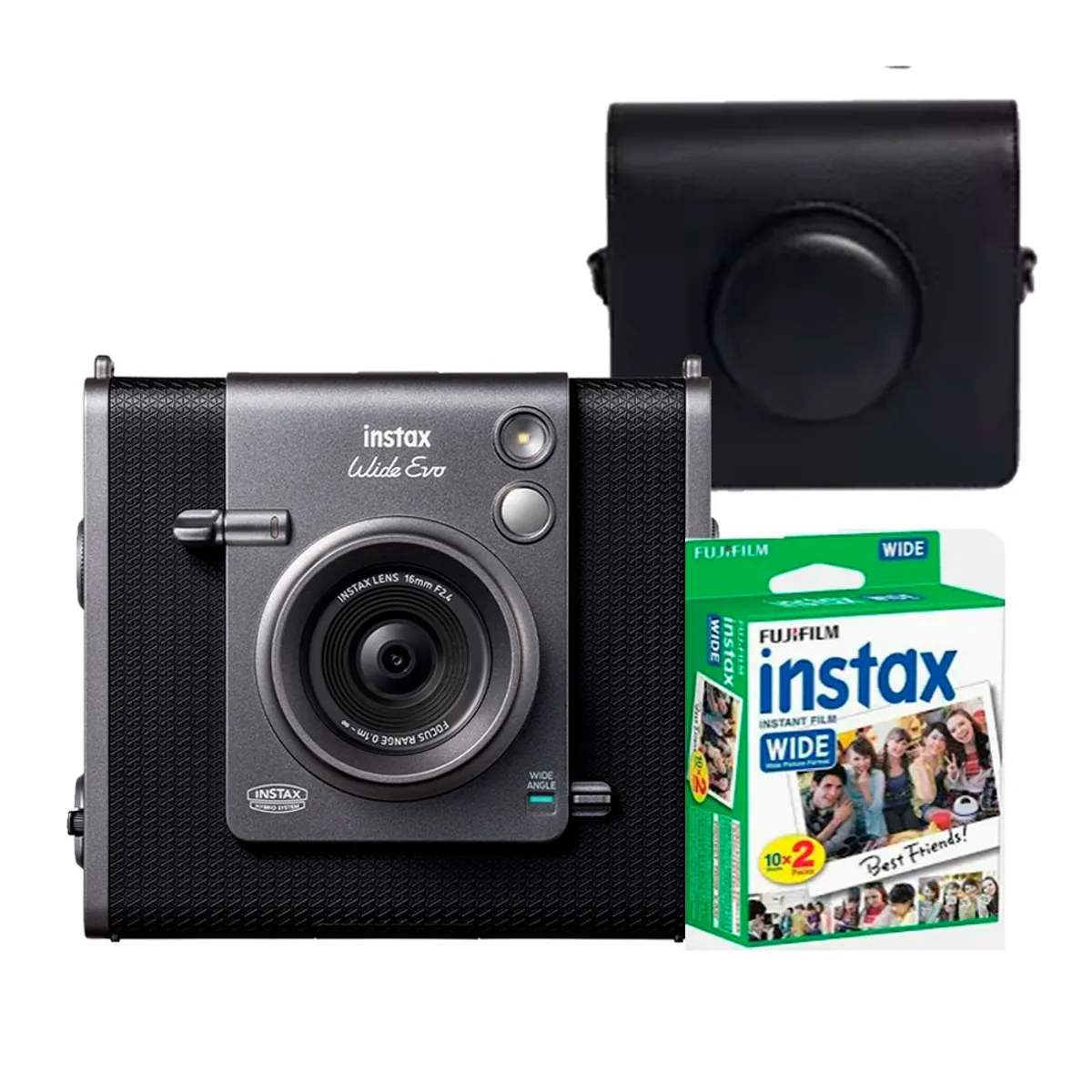 FUJIFILM - Camara Fujifilm Instax Wide Evo Black + Estuche Negro+ Pelicula x 20