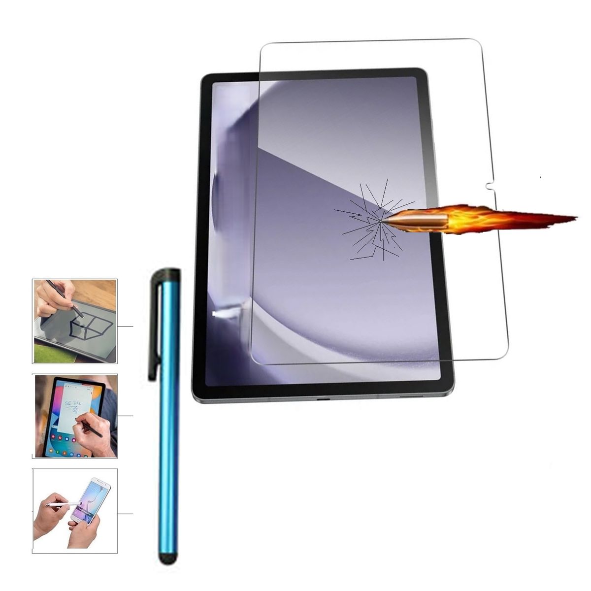 GENERICO - Mica de Vidrio Templado + Lapiz tactil Celeste Samsung Galaxy Tab A11 Plus SM-X230