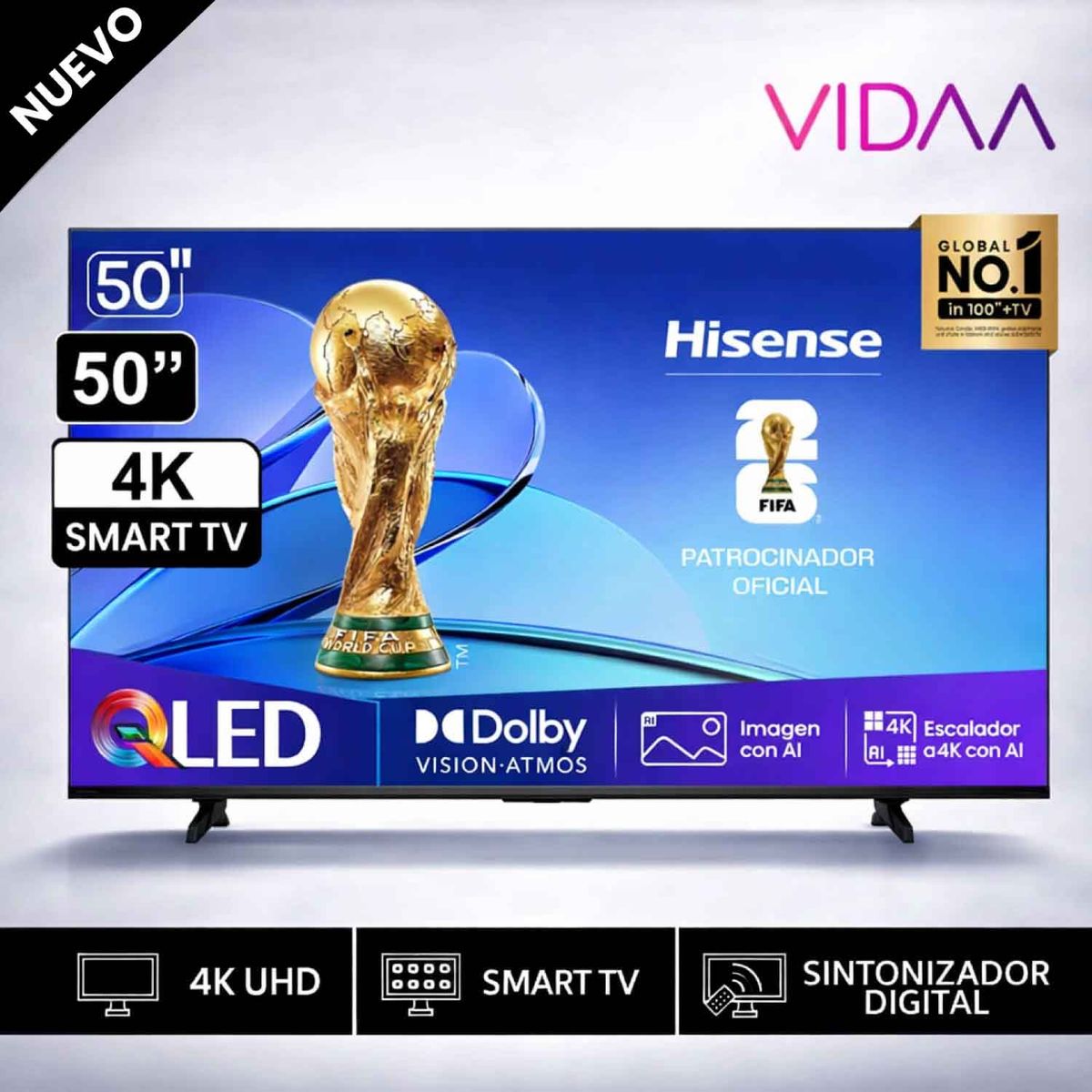 HISENSE - TELEVISOR HISENSE QLED 50" 4K UHD SMART TV 50Q6QV VIDDA 2025