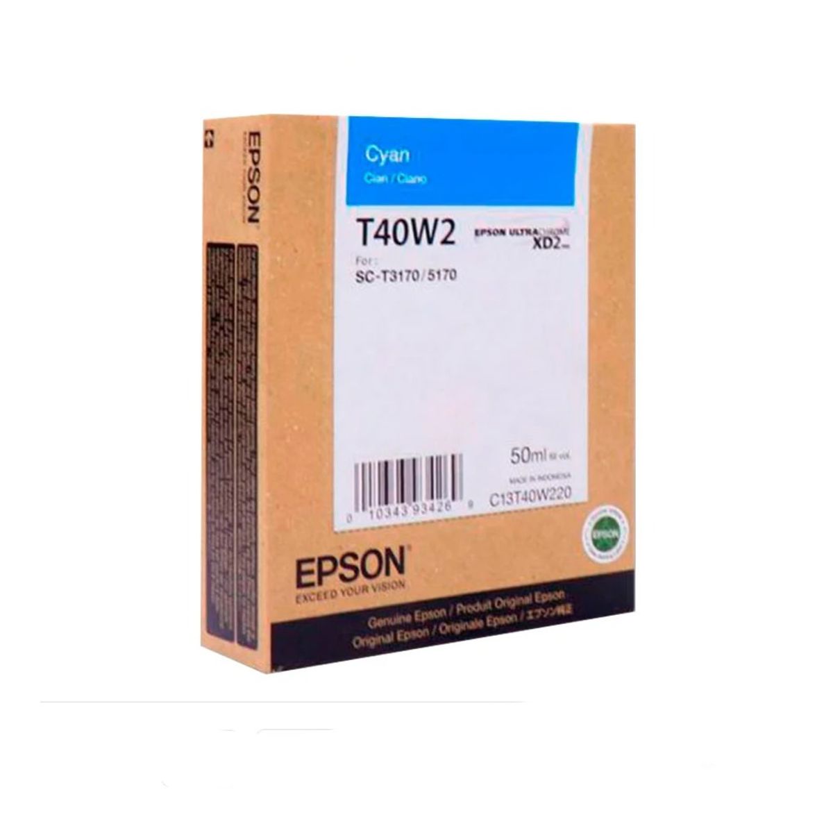 EPSON - Tinta Epson T40W220 Cian Original 50 ml UltraChrome XD2 SureColor T3170 T5170.