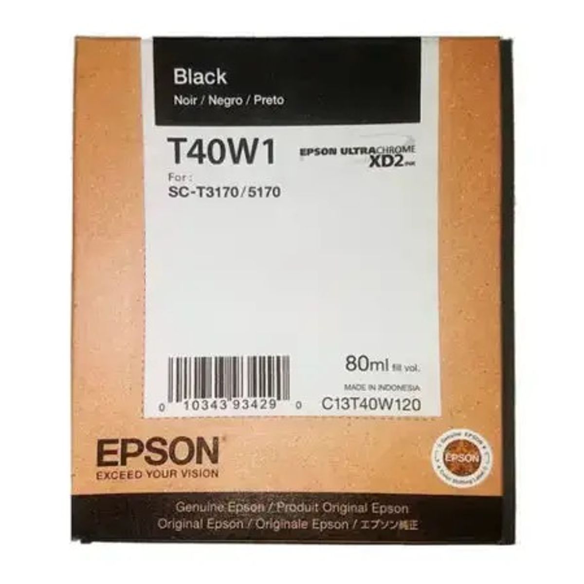EPSON - Tinta Epson T40W120 Negro Original 80 ml UltraChrome XD2 SureColor T3170 T5170.